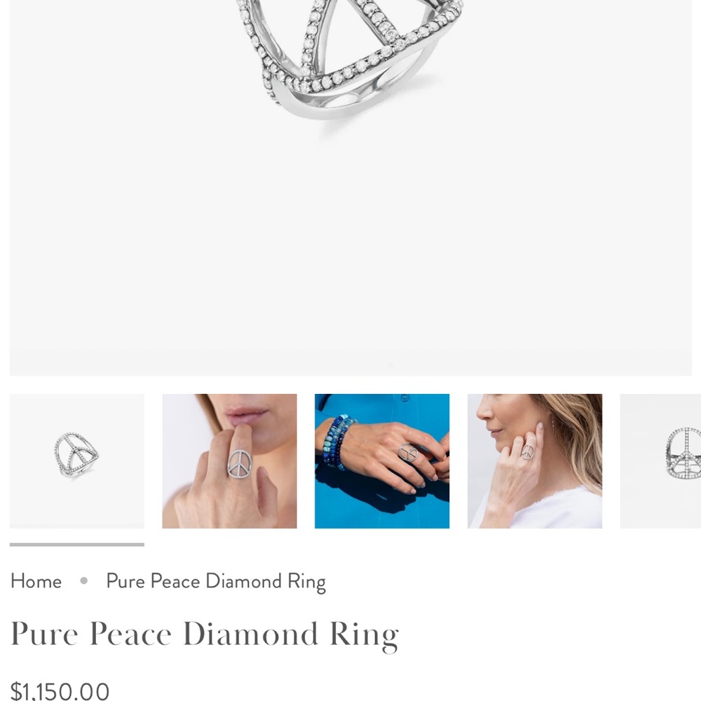 Sheryl Lowe Silver Peace Sign Ring